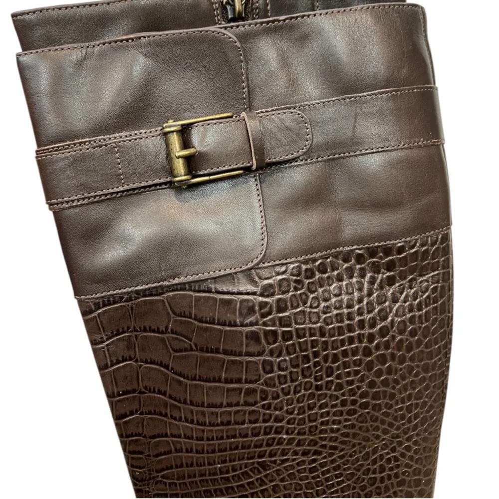 Cole Haan Nike Air crocodile embossed tall riding boots